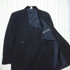 90s BIGI メンズ　ビギ　ヴィンテージ　スーツ　セットアップ　光沢　黒 セール】シャドーストライプスーツ/ビジネス スーツ 卒業式＆入学式