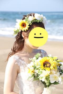 ウェディングブーケ、ブートニア、花冠の3点セットのサムネイル