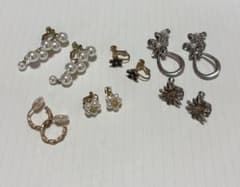 イヤリング 6点セット まとめ売り/フラワーパールゴールド シルバーのサムネイル