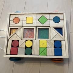 木製 積み木 知育玩具 カート付き