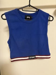 STÜSSY クロップドタンクトップ 青のサムネイル