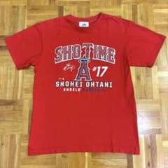大谷翔平 Tシャツ レッド #17 エンジェルス Majestic野球 Sサイズ