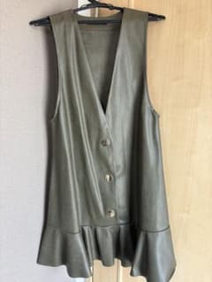 ZARA ノースリーブワンピース M オリーブグリーンのサムネイル