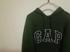 GAP 　スウェット パーカー　ビックロゴ ワッペン　グリーン系　XSのサムネイル