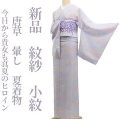 新品 紋紗 唐草 暈し 夏着物“お洒落モダンに涼を挿す”仕付糸付 小紋 6377 新品 紋紗 唐草 暈し 夏着物“お洒落モダンに涼を挿す”仕付糸付