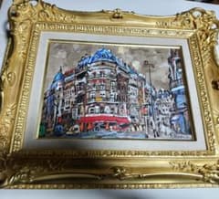 児玉幸雄、絵画、油彩4号、パリー風景、高級額縁、肉筆、田崎広助