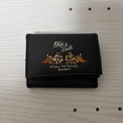 チップとデール 刺繍 三つ折り財布 ブラックのサムネイル