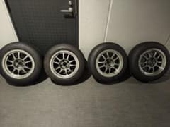 g23　シバホイール15インチ8j+25pcd100 タイヤ付き 4本セットのサムネイル