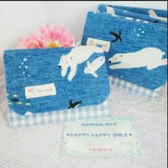 akiko様専用＊移動ポケットNO262☆しろくま親子★handmade＊のサムネイル
