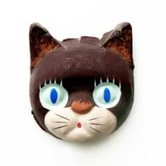 【希少】ネコ 会津 郷土玩具 はそべ工房 猫魔伝説 お面 民芸 魔除け 張り子 希少】ネコ 会津 郷土玩具 はそべ工房 猫魔伝説 お面 民芸 魔除け