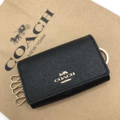 COACH☆新品】☆5連キーケース☆ブラック☆ クロスグレイン レザー