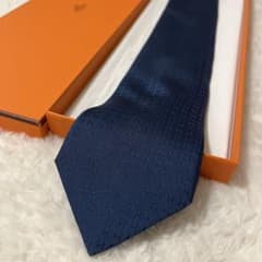 極美品！ エルメス ネクタイ H柄 ファソネ ブルー - メルカリ