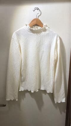 Rafraaf ホワイト フリルネック 長袖 Tシャツ Lのサムネイル