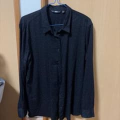 UNIQLO ドット柄 長袖シャツ ブラック L