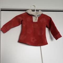 キッズ トレーナー レッド 赤　花柄 ボア襟