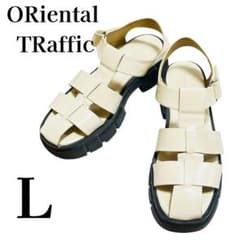 【美品】オリエンタルトラフィック 厚底ワイドストラップグルカサンダル L 白のサムネイル