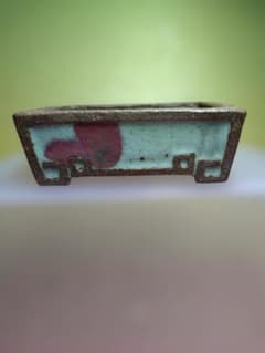 陶器製長方形プランター 青緑色と赤色の模様 - メルカリ