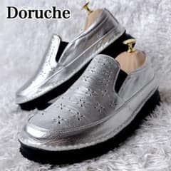 未使用級✨】Doruche ドルチェ パンチング スリッポン シルバー 牛革 