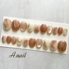【ニュアンスネイルチップ】フルサイズ ブラウン ベージュ 成人式 前撮り 振袖のサムネイル