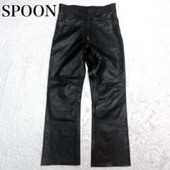 美品✨　SPOON スプーン　レザーパンツ　カウレザー　シボ革　ブラック　34 未使用級】SPOON スプーン レザーパンツ カウレザー シボ革 - メルカリ