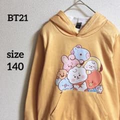 Vintage BT21 character print hoodie, fleece-lined, size 140