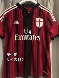 子供用 ACミラン adidas シャツ 赤黒 ストライプ - メルカリ