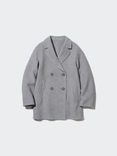 【UNIQLO】ダブルフェイスコート｜ウール混 ショートコート グレーのサムネイル