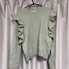 ZARA ライトグリーン フリル長袖ニット Lサイズのサムネイル