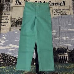 70s USA製 TALONジップ ワークパンツ グリーン フレア デニム - メルカリ