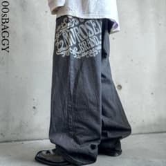 極太 00s バギーブラックデニム 豪華刺繍 けつペイント HIPHOP Y2K 極太 00s バギーブラックデニム 豪華刺繍 けつペイント HIPHOP Y2K