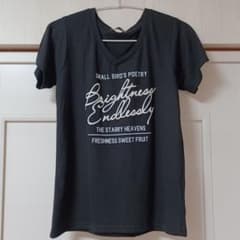 Vネック◇半袖Tシャツ◇ブラック◇Mのサムネイル
