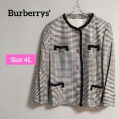 【Burberry】レディース 4Lサイズ ノーカラー チェック柄 ジャケット Burberry】レディース 4Lサイズ ノーカラー チェック柄 ジャケット