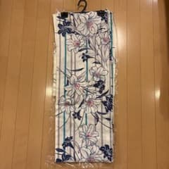 白地 紺色 百合柄 浴衣 単品のサムネイル