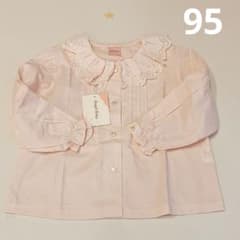 レース襟ブラウス　女児　キッズ　95 ピンク　フォーマル　日本製　新品　長袖
