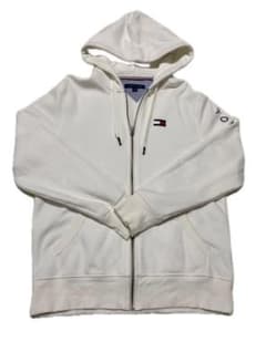 TOMMY HILFIGER ジップアップパーカー ホワイト 裏起毛 Mサイズのサムネイル