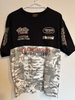 VANSON Tシャツ スカル カモフラ柄 刺繍のサムネイル