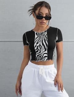 shein クロップド丈　ショート丈Tシャツのサムネイル