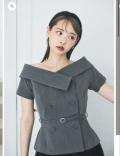 polaura オフショルカラーダブルボタンジャケット GREYのサムネイル
