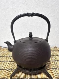 USED、良品 南部鉄器伝統工芸士 佐藤勝芳南部宝寿堂 姥口糸目 南部