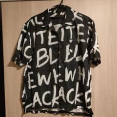 Vintage E.L. 総柄 レタリング オープンカラー 半袖シャツ ブラックのサムネイル