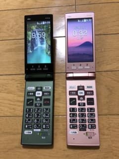 au ガラケー KYF36 2台セット　グリーン　ピンクのサムネイル