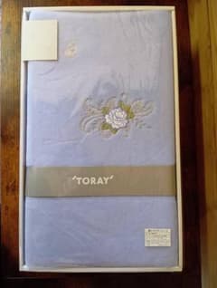 東レいろりマイヤーシーツ 未使用 東レ マイヤーシーツ 140×240cm ブルー 刺繍入り 花柄 箱付