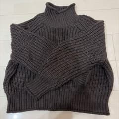 H&M ハイネック リブニット ダークブラウンXLのサムネイル