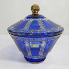 Egermann 青いガラス 蓋付き器 Egermann 青いガラス 蓋付き器 | Mercari