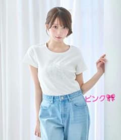 Rhinestone logo T-shirt ロゼミューズ ピンク - メルカリ