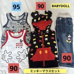 BABYDOLLミッキーマウスまとめ売りベスト デニム タンクトップ 90 95のサムネイル