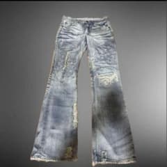 ライトブルーブーツカットデニム グランジ y2k 平成 パンク - メルカリ