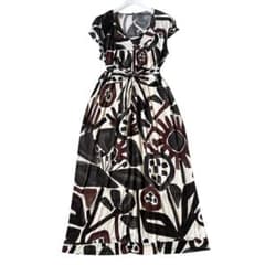 【美品】マックスマーラ ロングワンピース 花柄 シルク ベルト付き S 半袖 マックスマーラ 総柄 ロングワンピース L ベルト付 マキシ丈 美品