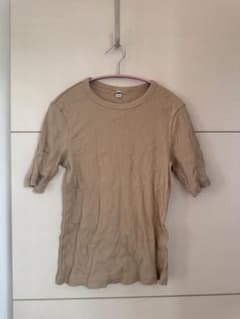 UNIQLO リブTシャツ ベージュ Lサイズ　ユニクロ