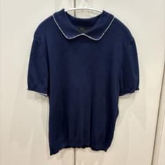 ZARA ニット 半袖 ネイビーのサムネイル